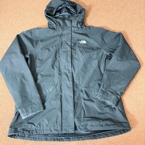 The North Face HyVent Rain Jacket Womens Large Black Hooded Waterproof Parka